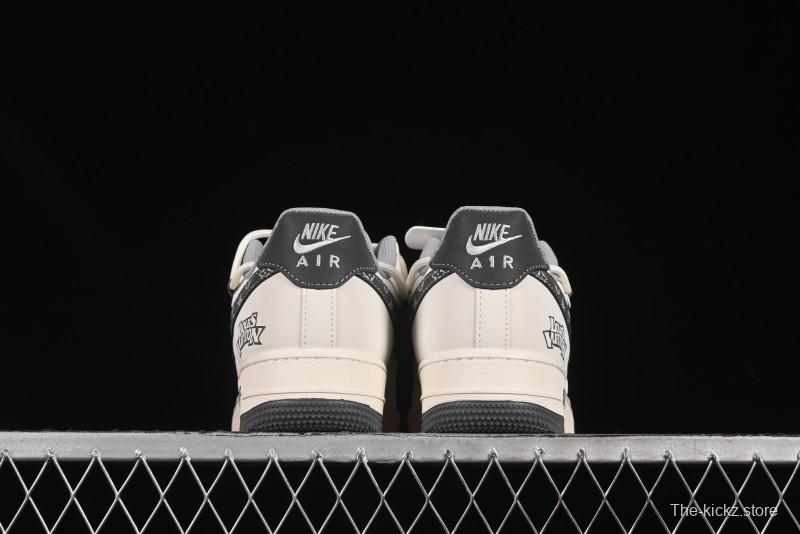 Nike Air Force 1 '07 Low LV Collaboration Two-Tone Grey Pattern Lace-Up Casual Sneakers - DM6868-063