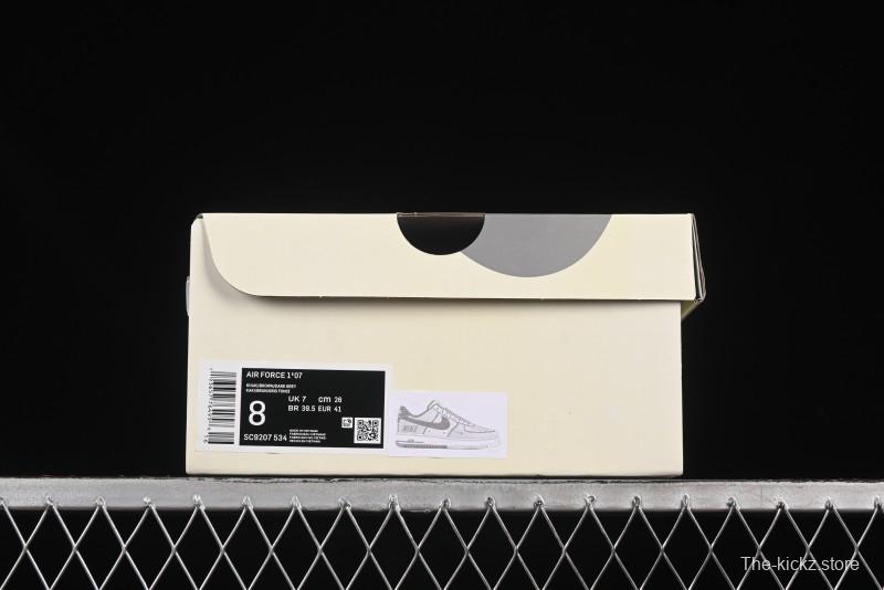Nike Air Force 1 '07 Low Casual Sneakers in Cream Grey with Full-Length Air Cushion - SC9207-534
