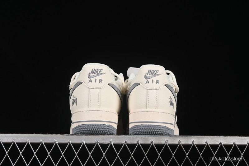 Nike Air Force 1 '07 Low Stussy Collaboration Grey Diamond Lace-Up Casual Sneakers - DM6868-072