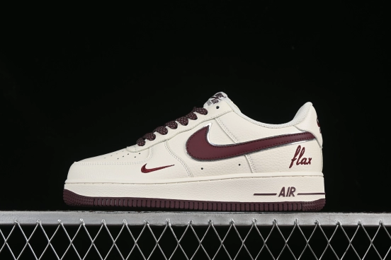 Nike Air Force 1'07 Low "Dream" Casual Sneakers with White Wine Red Swoosh - DR2024-105