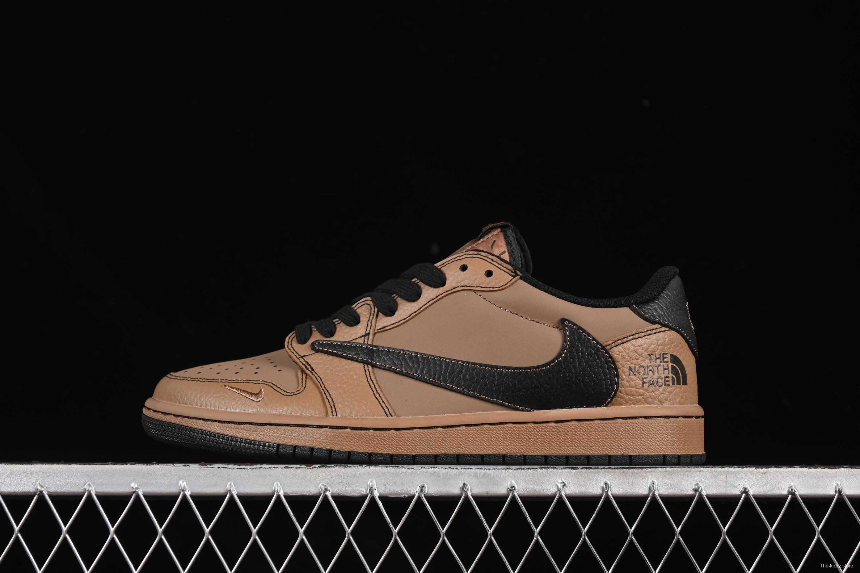 Nike Air Jordan 1 Low AJ1 The North Face Collaboration Black Brown High-End Custom Retro Basketball Shoes - XZ5749-011