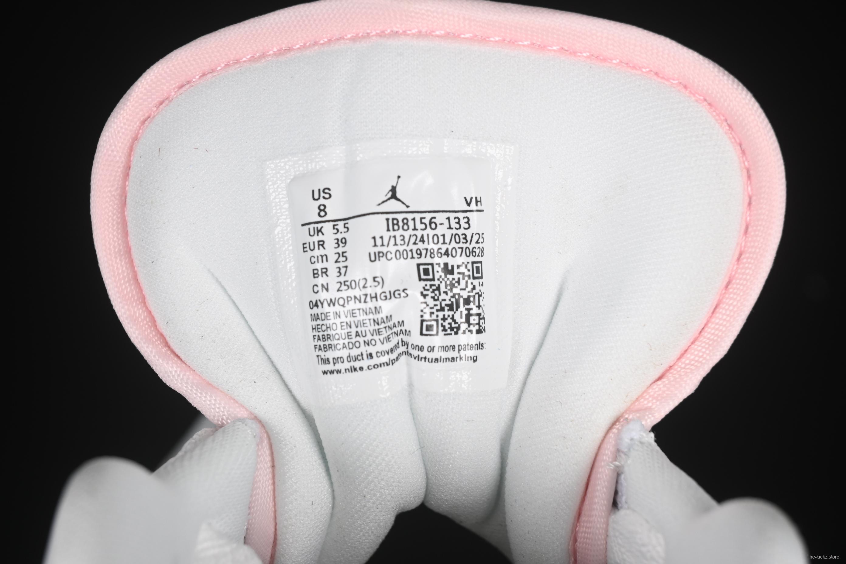 Nike Air Jordan 1 Low AJ1 White Pink Low-Top Casual Lifestyle Sneakers - IB8156-133