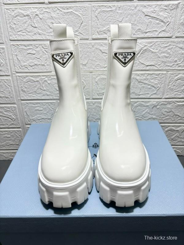 2024 Women Prada White Leather Boots MJ00380