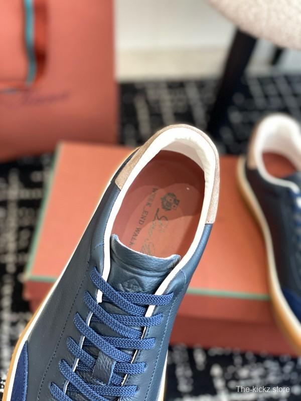 2024 Unisex Le Parmentier Blue Navy Leather Suede Plimsolls MJ00320