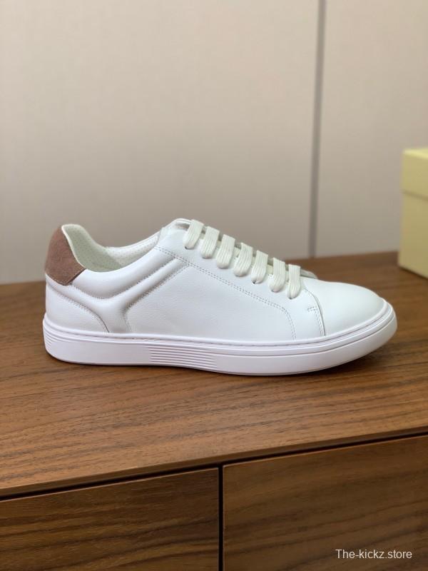 2025 Men Brunello Cucinelli White Leather Casual Sneakers Handmade KFY00310(M)