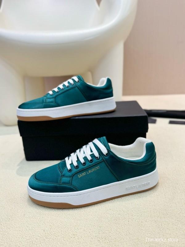2024 Unisex Yves Saint Laurent Green Satin Casual Sneakers