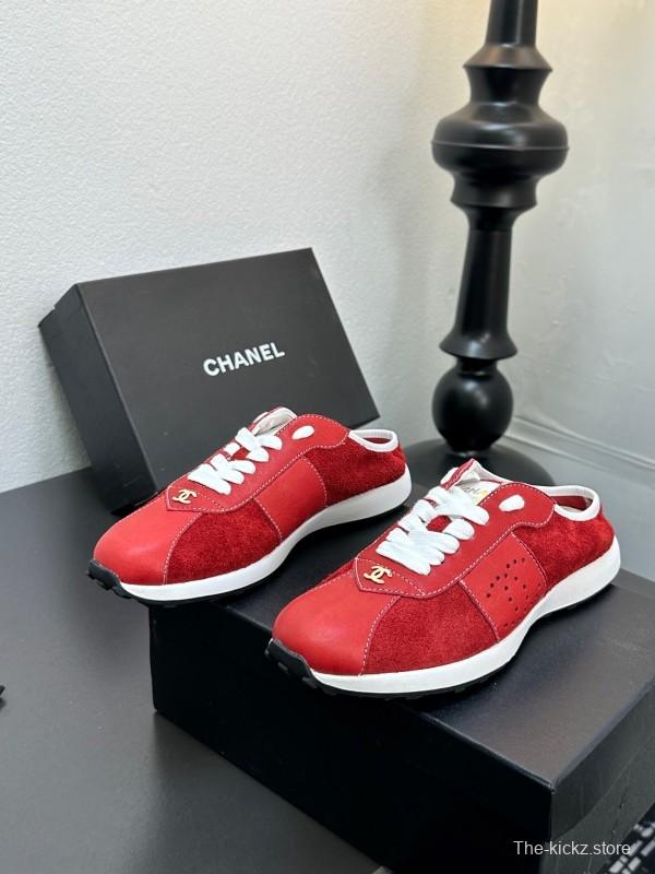 2025 Women Chanel Red Leather Casual Sneakers Fashion Craft LY00360(F)