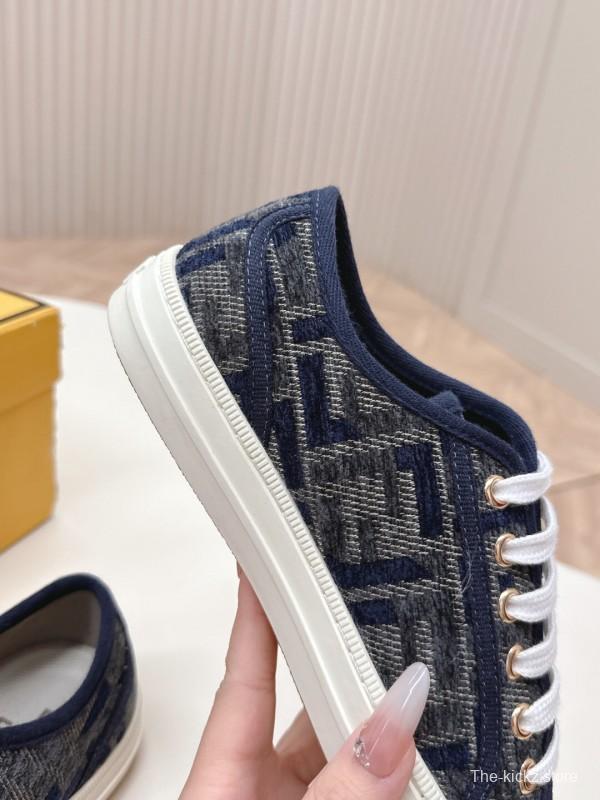 2025 Women Fendi Navy Blue Black Canvas Sneakers LY00280