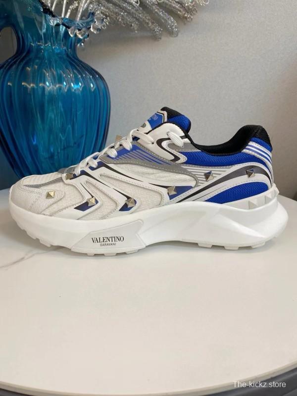 2024 Unisex Valentino Blue White Grey Mesh Leather Sneakers MJ00410