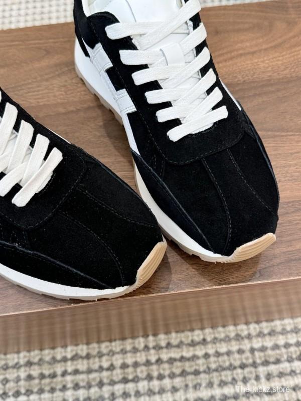 2025 Unisex HOGAN Black White Suede Leather Sneakers
