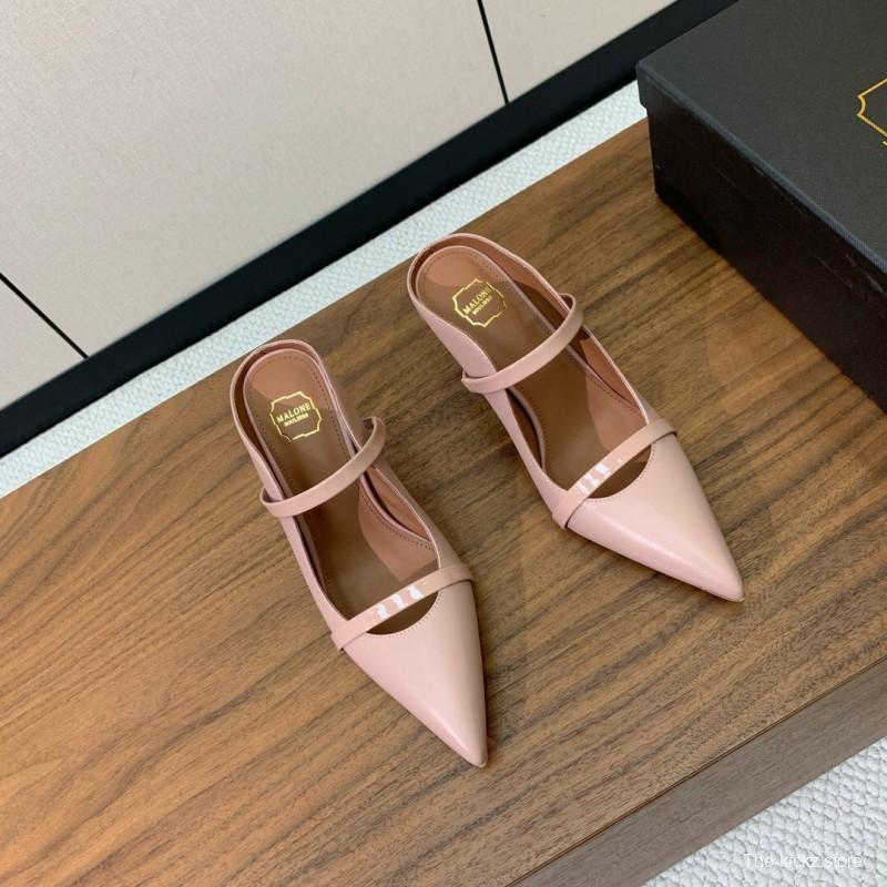 2025 Women Malone Souliers Pink Leather Mid Heel