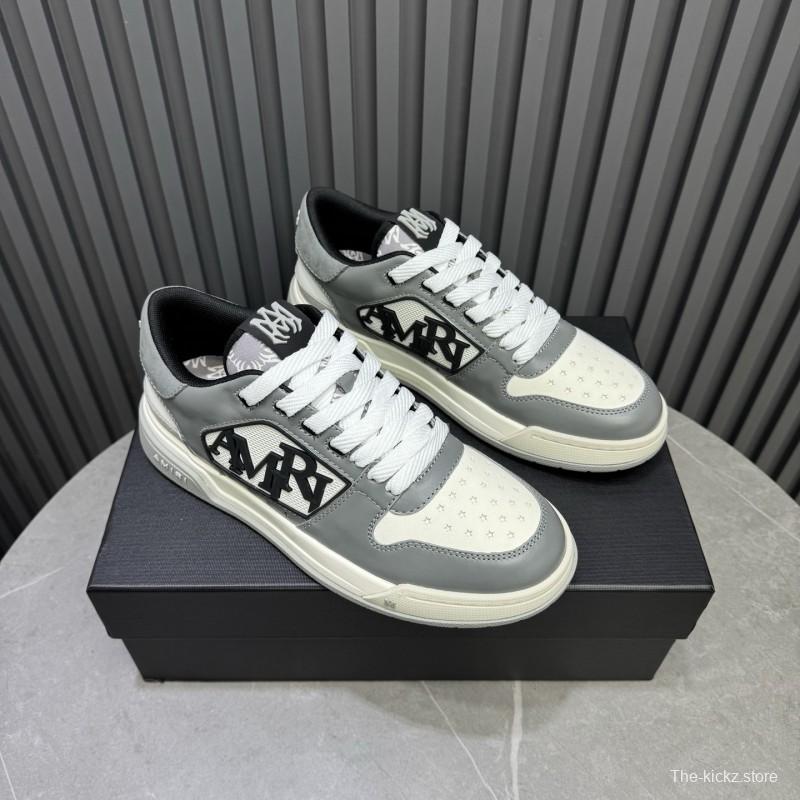 2025 Unisex Amiri White Grey Leather Sneakers MJ00360