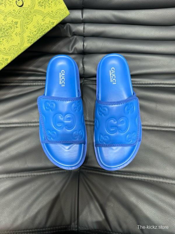 2024 Slippers Gucci Blue Leather Slippers MJ00200