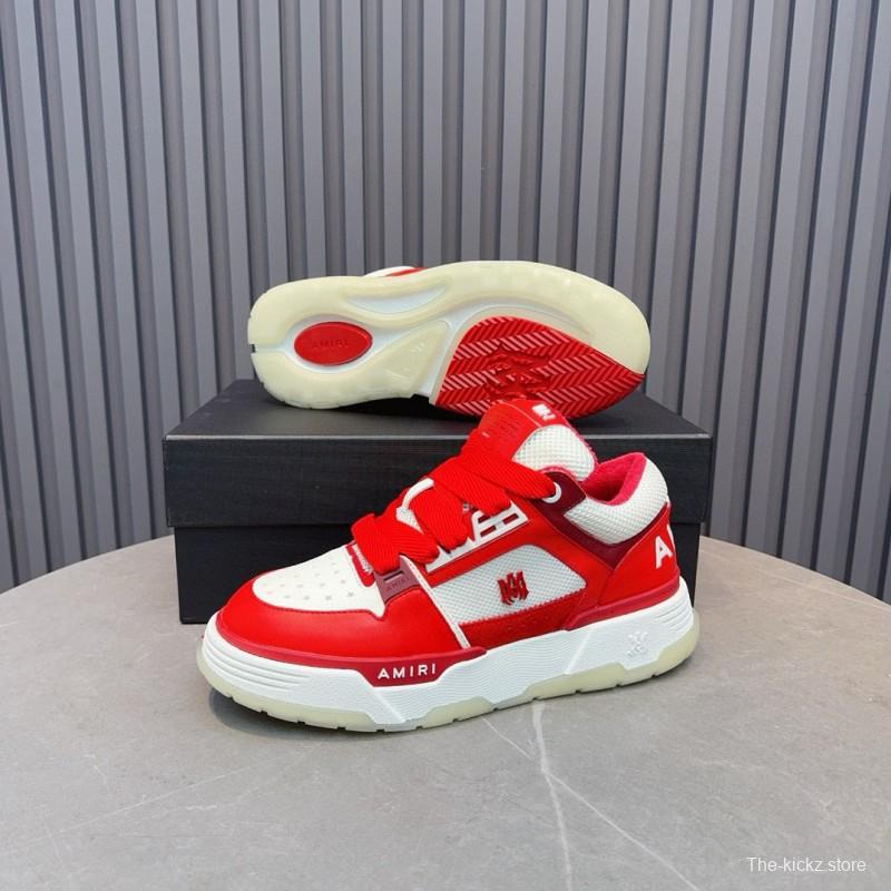 2024 Unisex Amiri埃米尔 Red White Leather Mesh Sneakers MJ00360