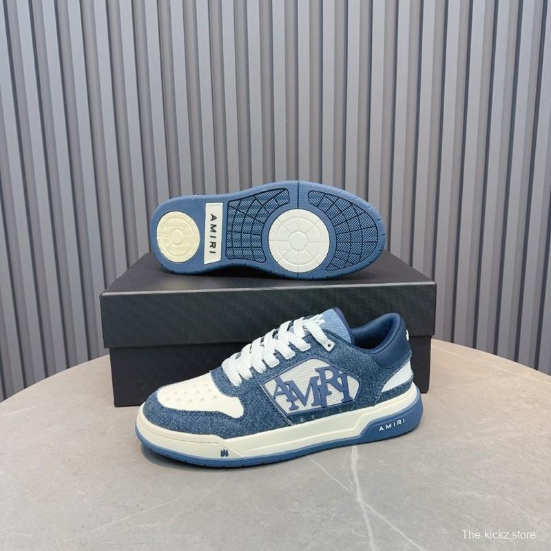 2025 Unisex Amiri Blue White Leather Sneakers MJ00360
