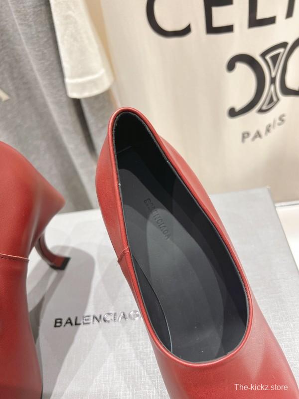 2025 Women Balenciaga Red Leather High Heel Shoes
