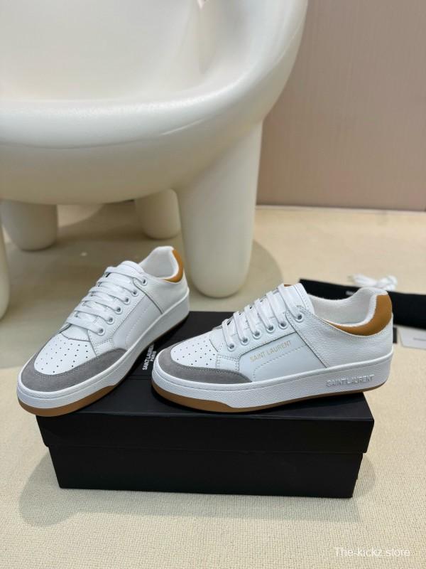 2024 Unisex Yves Saint Laurent White Grey Brown Leather Suede Sneakers