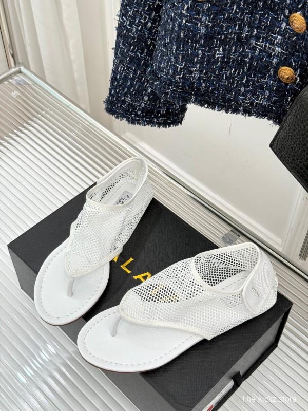2025 Women ALAIA White Mesh Slippers