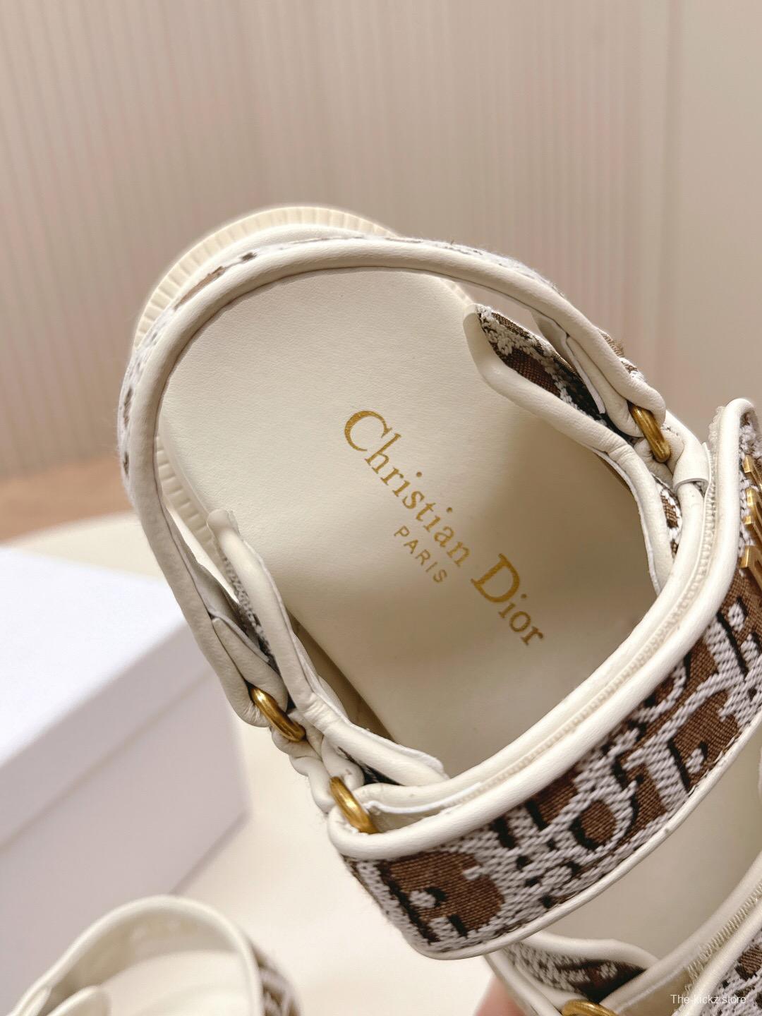 2025 Women Dior Brown Beige Canvas Sandals LY