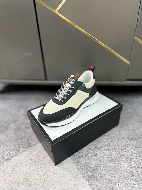2024 Men Gucci Black White Leather Mesh Sneakers MJ00260