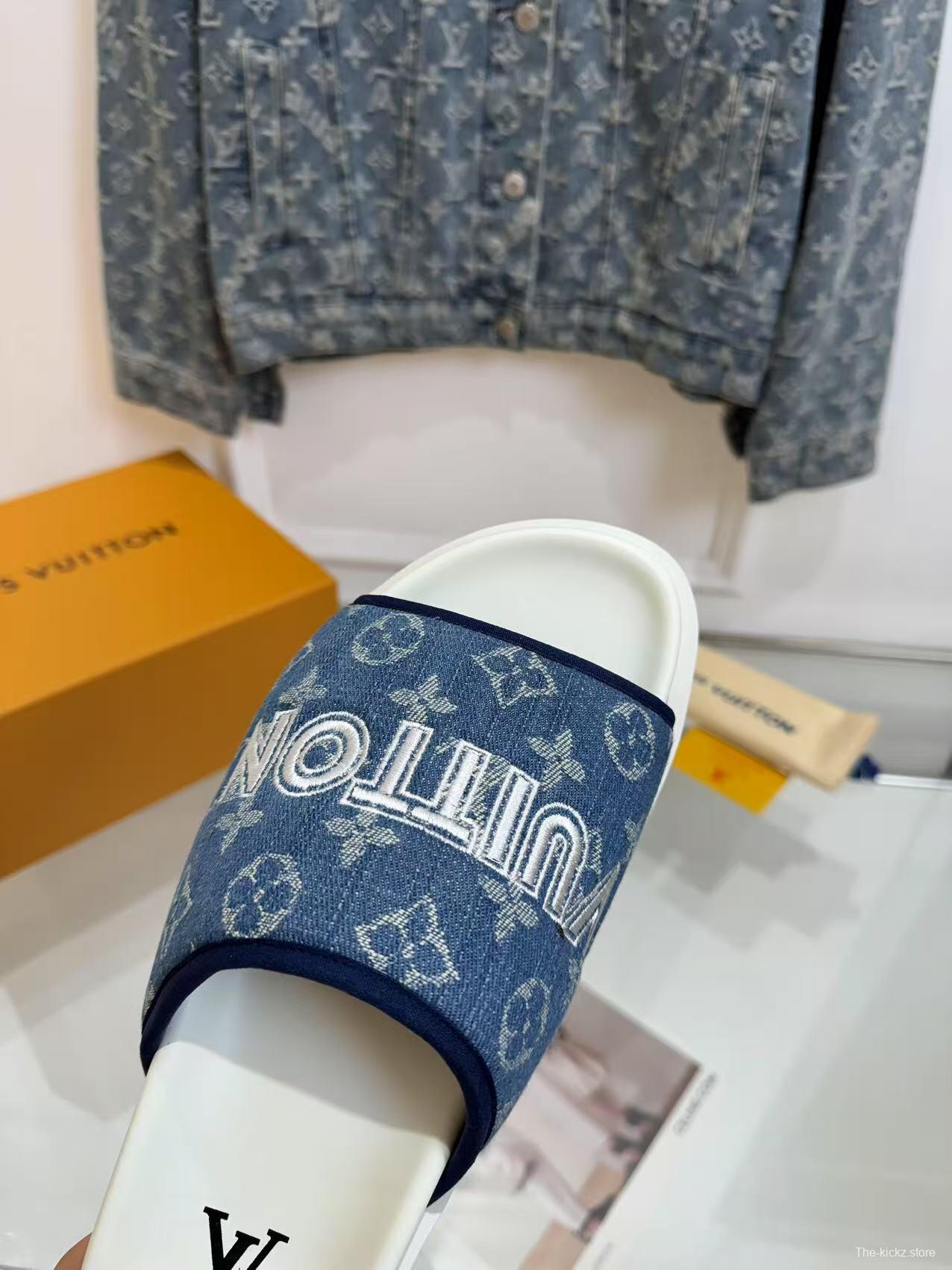 2025 Slippers Louis Vuitton Blue Denim Canvas Slippers LY
