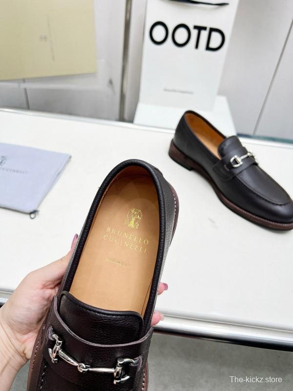 2024 Men Brunello Cucinelli Black Leather Loafers