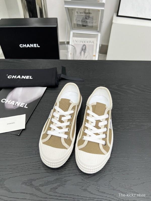 2025 Women Chanel Brown Canvas Sneakers LY00230