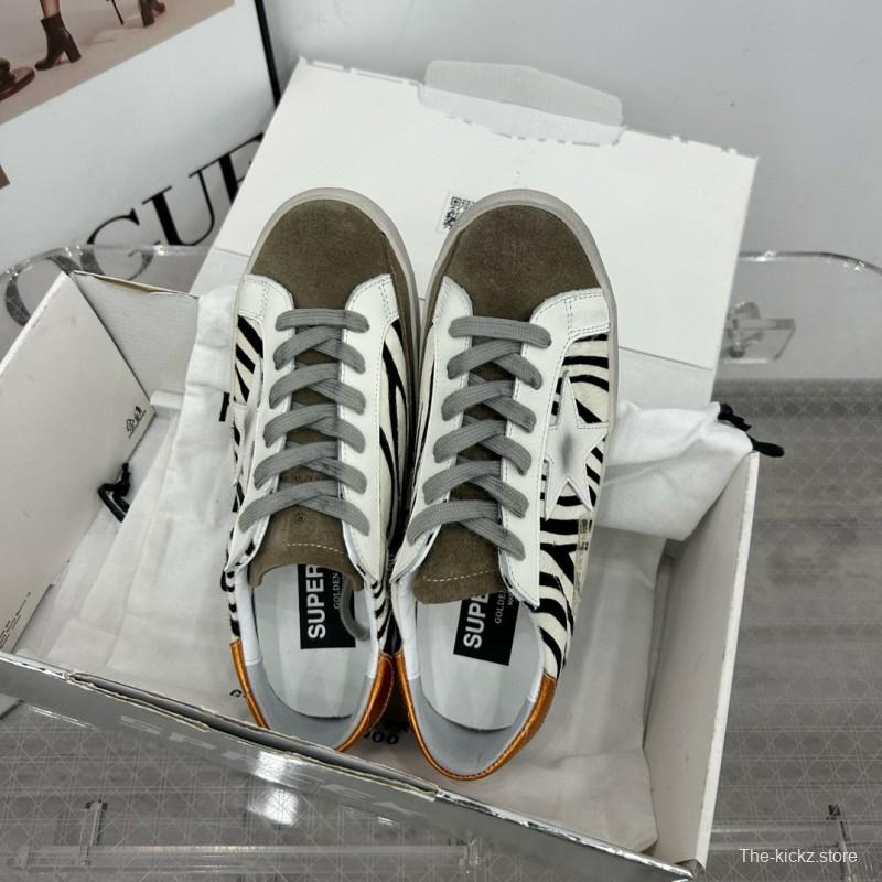 2025 Women GGDB White Black Zebra Leather Suede Sneakers