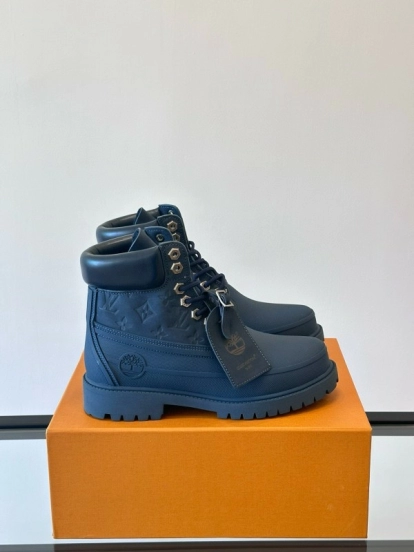 2024 Men Louis Vuitton Blue Leather Ankle Boots MJ00390