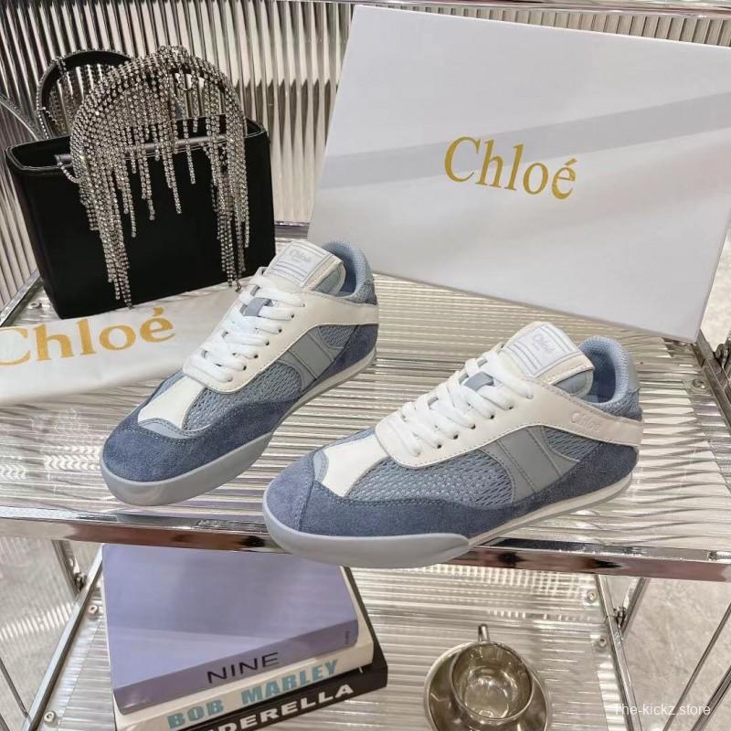 2025 Women Chloé Blue White Suede Leather Casual Sneakers LY00280