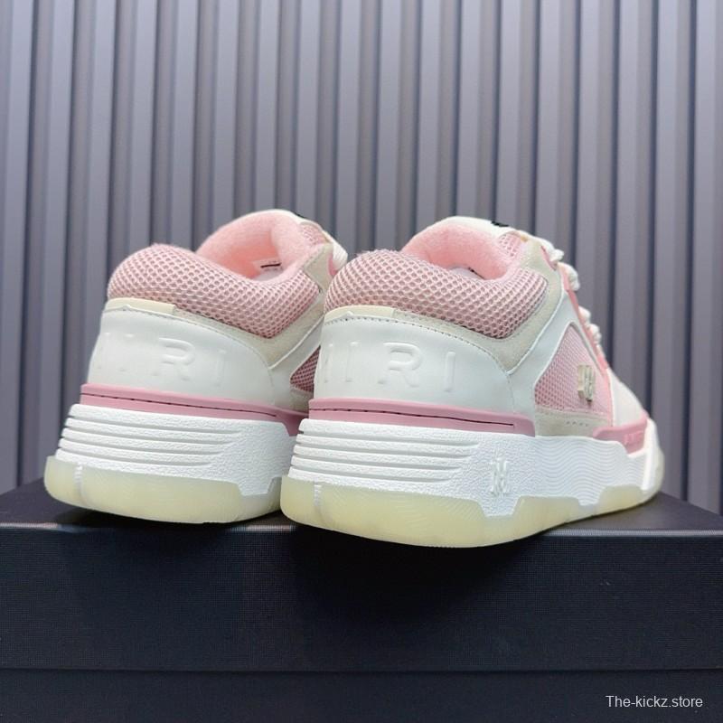 2024 Women Amiri Pink White Leather Mesh Sneakers MJ00360