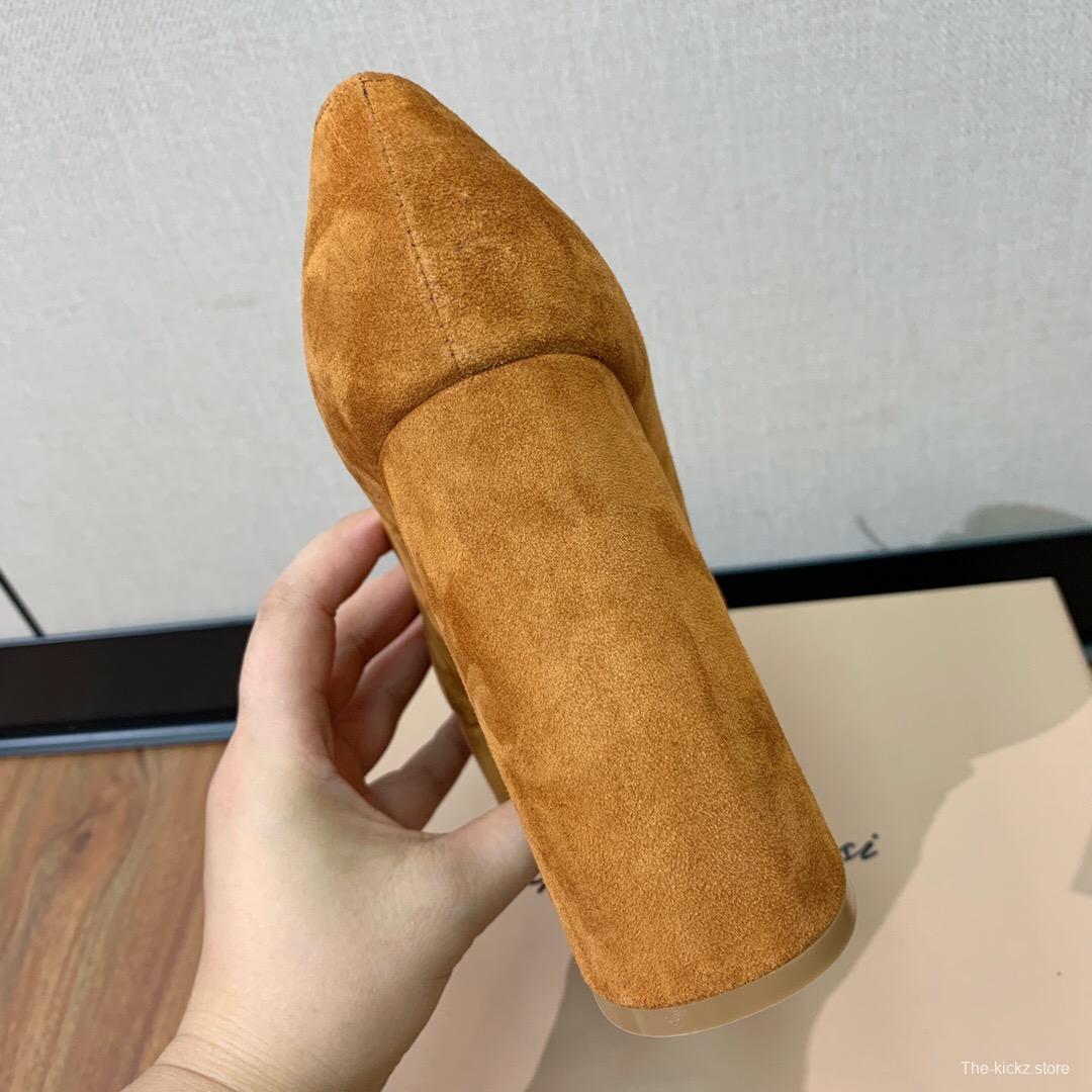 2025 Women Gianvito Rossi Brown Suede Platform Tassel Loafer