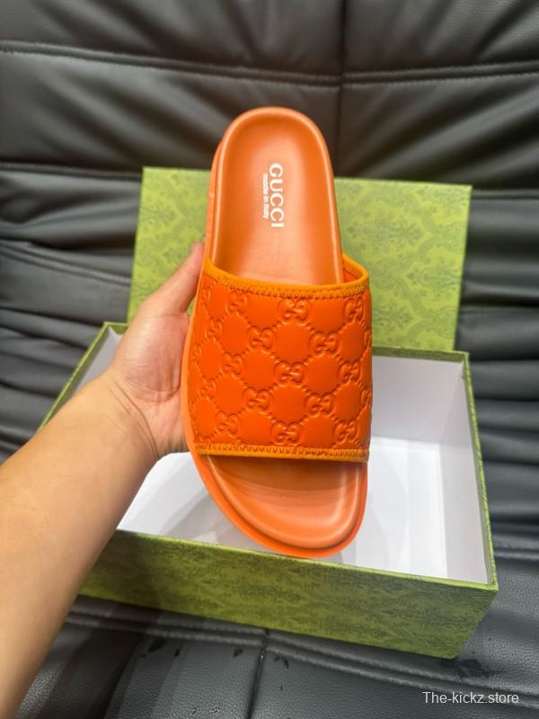2024 Slippers Gucci Orange Rubber Slippers MJ00200
