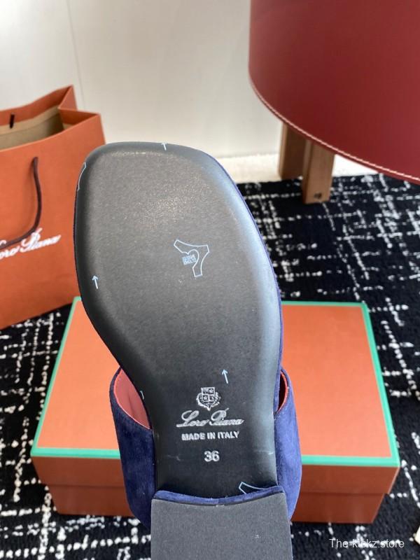 2025 Women Le Parmentier Blue Suede Slippers KFY00280