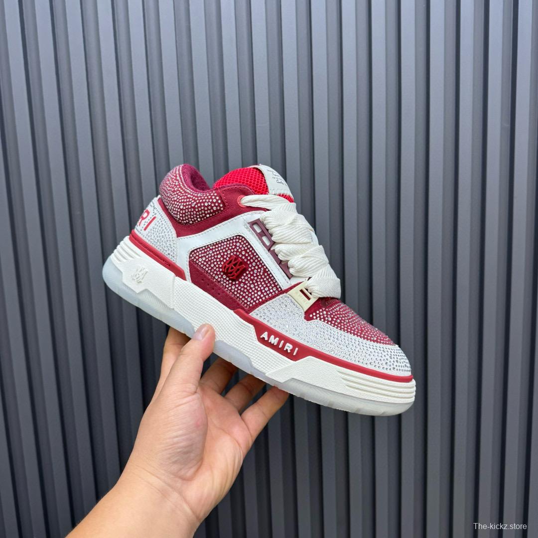 2024 Unisex Amiri Red White Leather Mesh Sneakers MJ00410