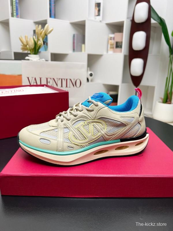 2024 Unisex Valentino Blue Beige Mesh TPU Sneakers Vlogo LY00410