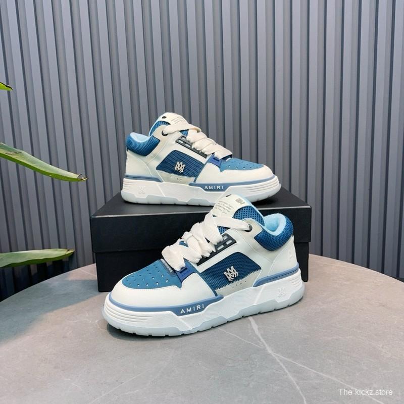 2024 Unisex AMIRI Blue White Leather Mesh Sneakers MJ00360
