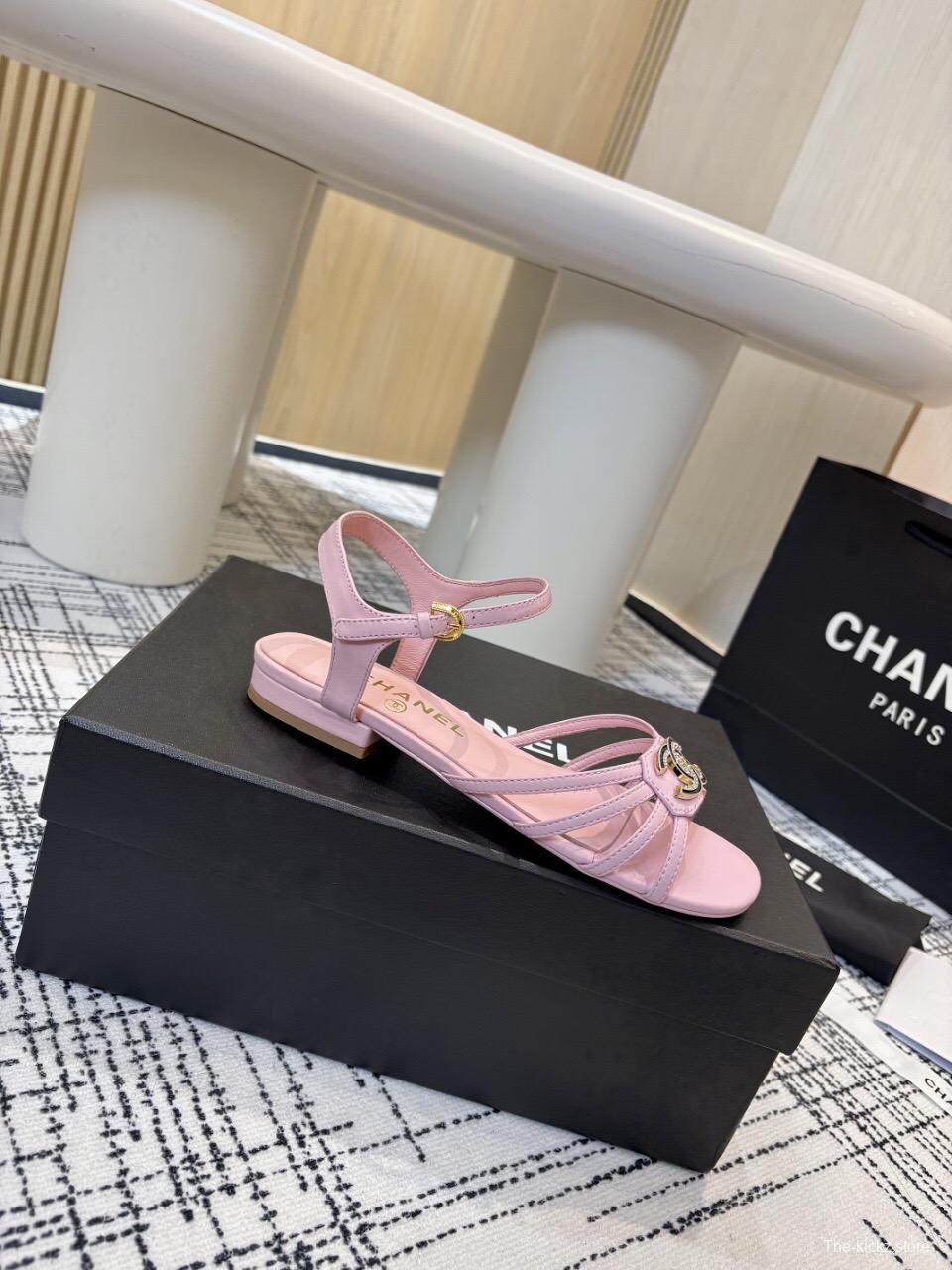2025 Women Chanel Pink Lambskin Sandals LY00270