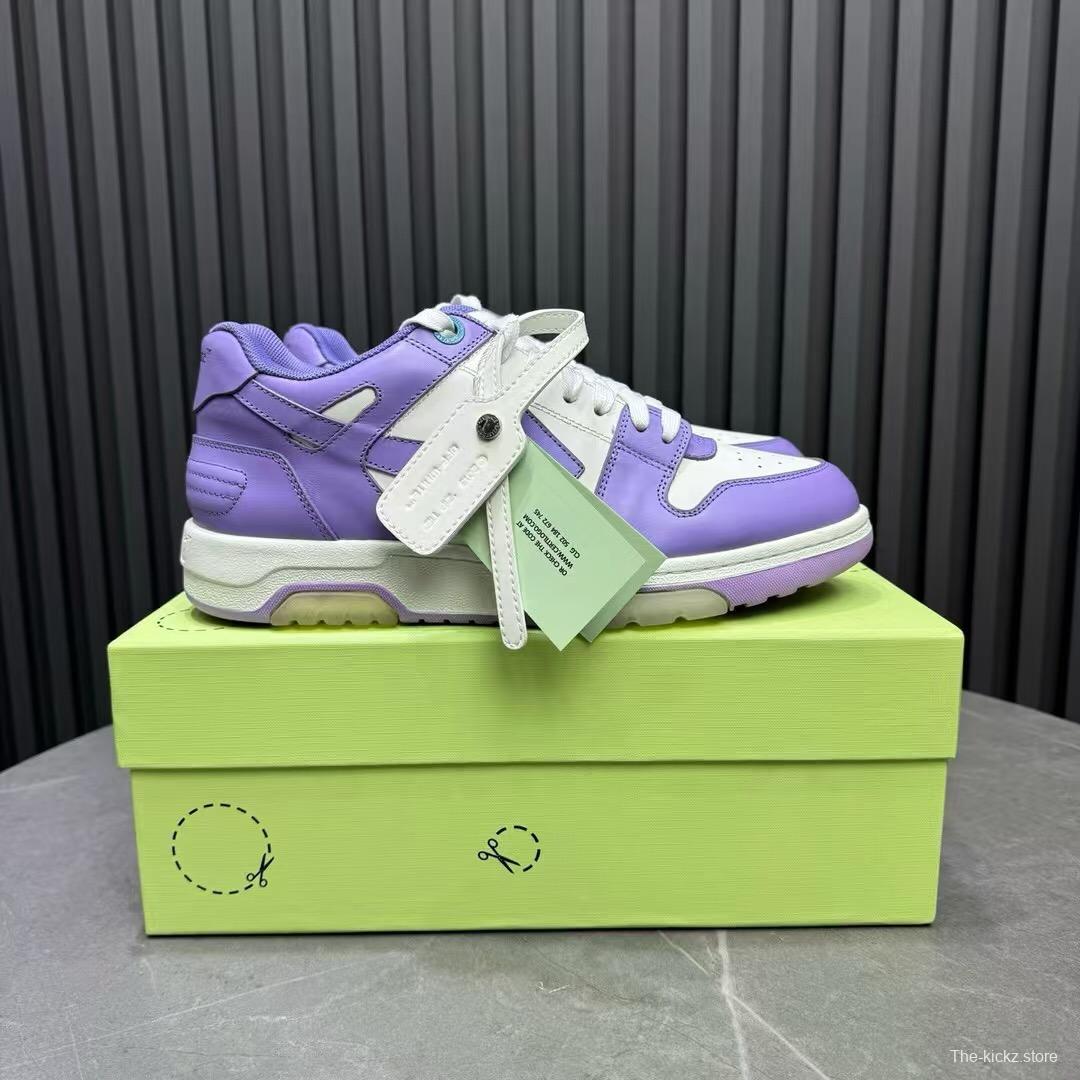 2025 Unisex Off-White Purple White Leather Sneakers KFY00320