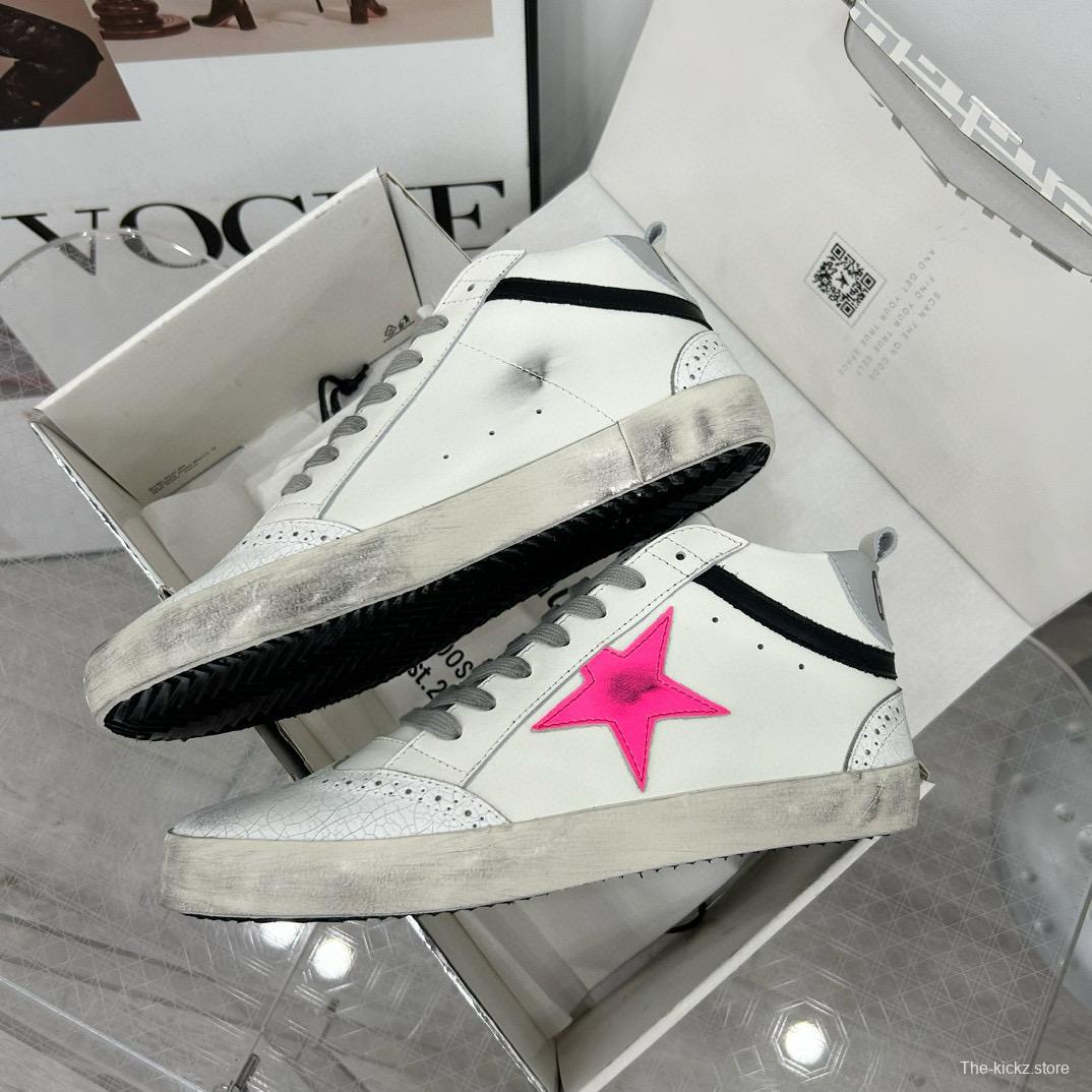 2024 Unisex GGDB White Pink Leather High Top Sneakers MJ00300