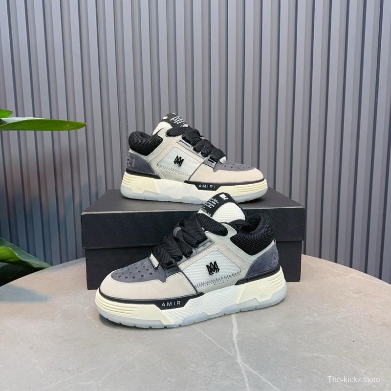 2024 Unisex Amiri Black White Grey Leather Mesh Sneakers MJ00360