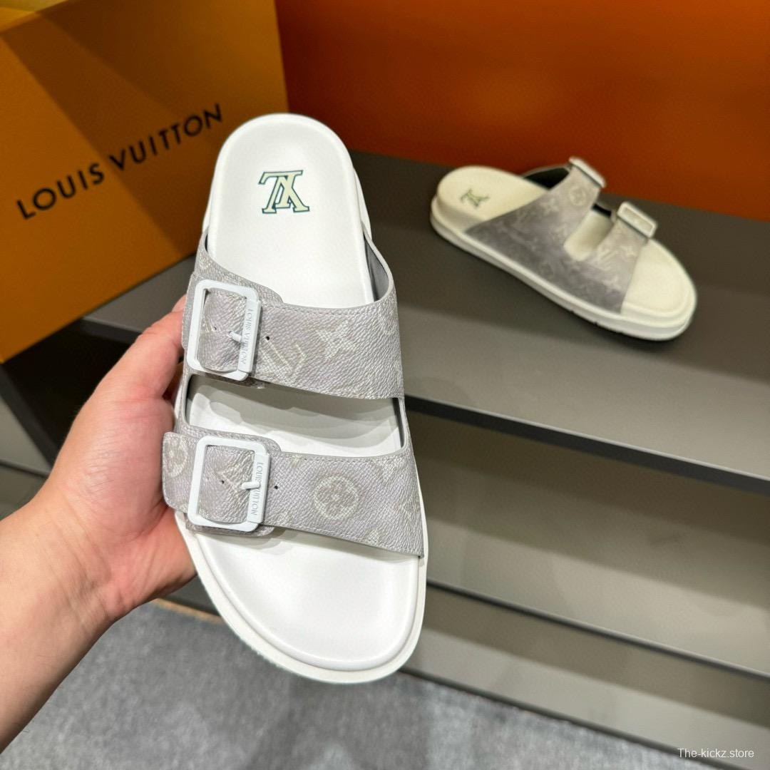 2024 Slippers Louis Vuitton White Canvas Slippers