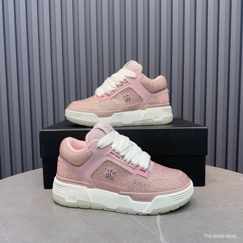 2024 Women Amiri pink mesh leather sneakers MJ00410