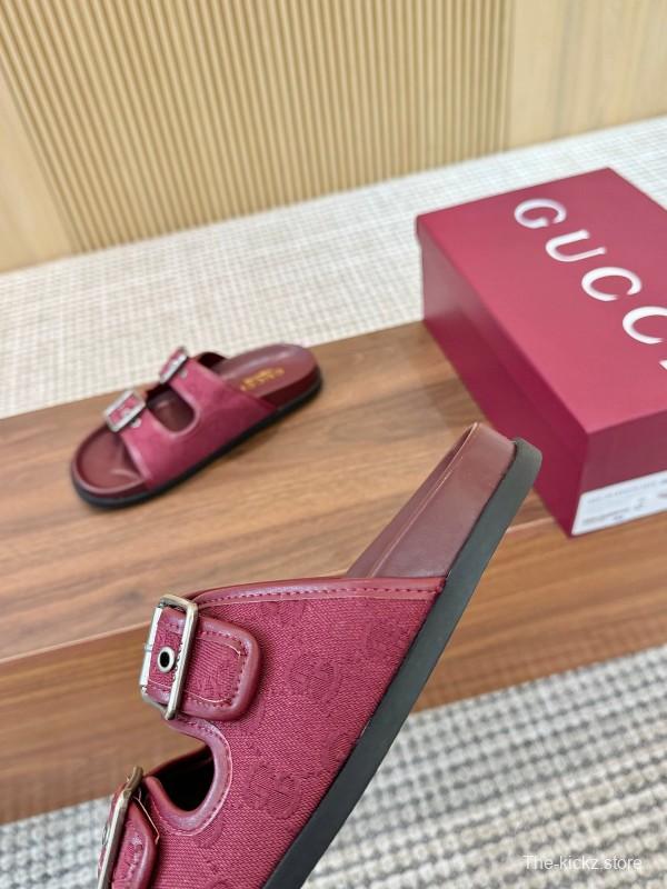 2025 Women Gucci Red Leather Sandals LY00240