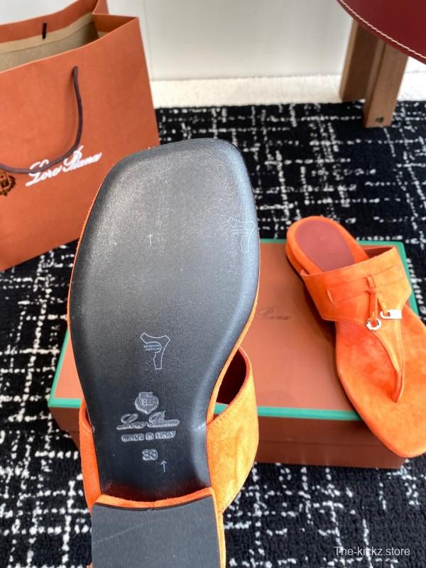2025 Women Le Parmentier Orange Suede Slippers KFY00280