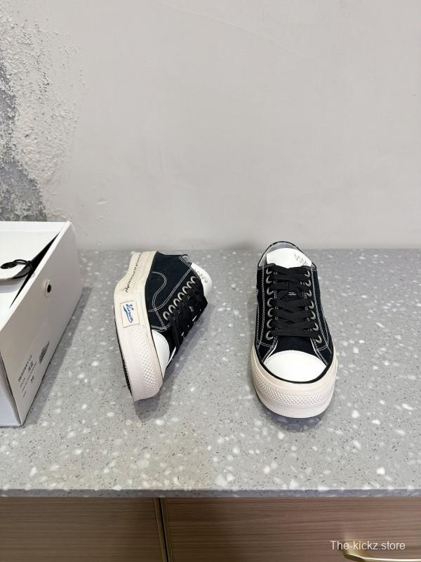 2025 Unisex VISVIM Black Canvas Sneakers KFY00260