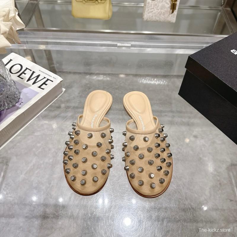 2025 Slippers Alexander Wang Beige Leather Studded LY00310