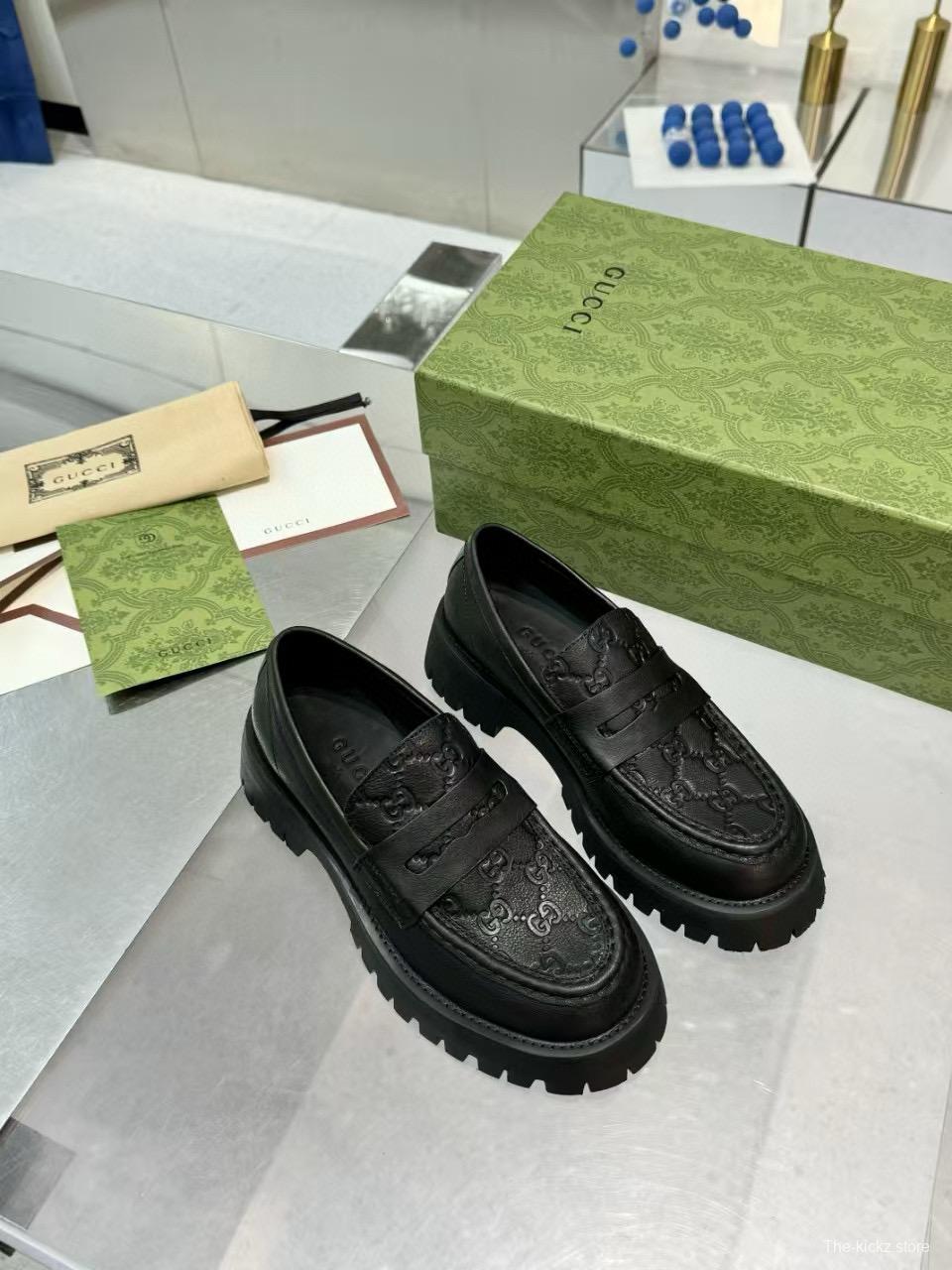 2024 Women Gucci Black Leather Loafers MJ00320