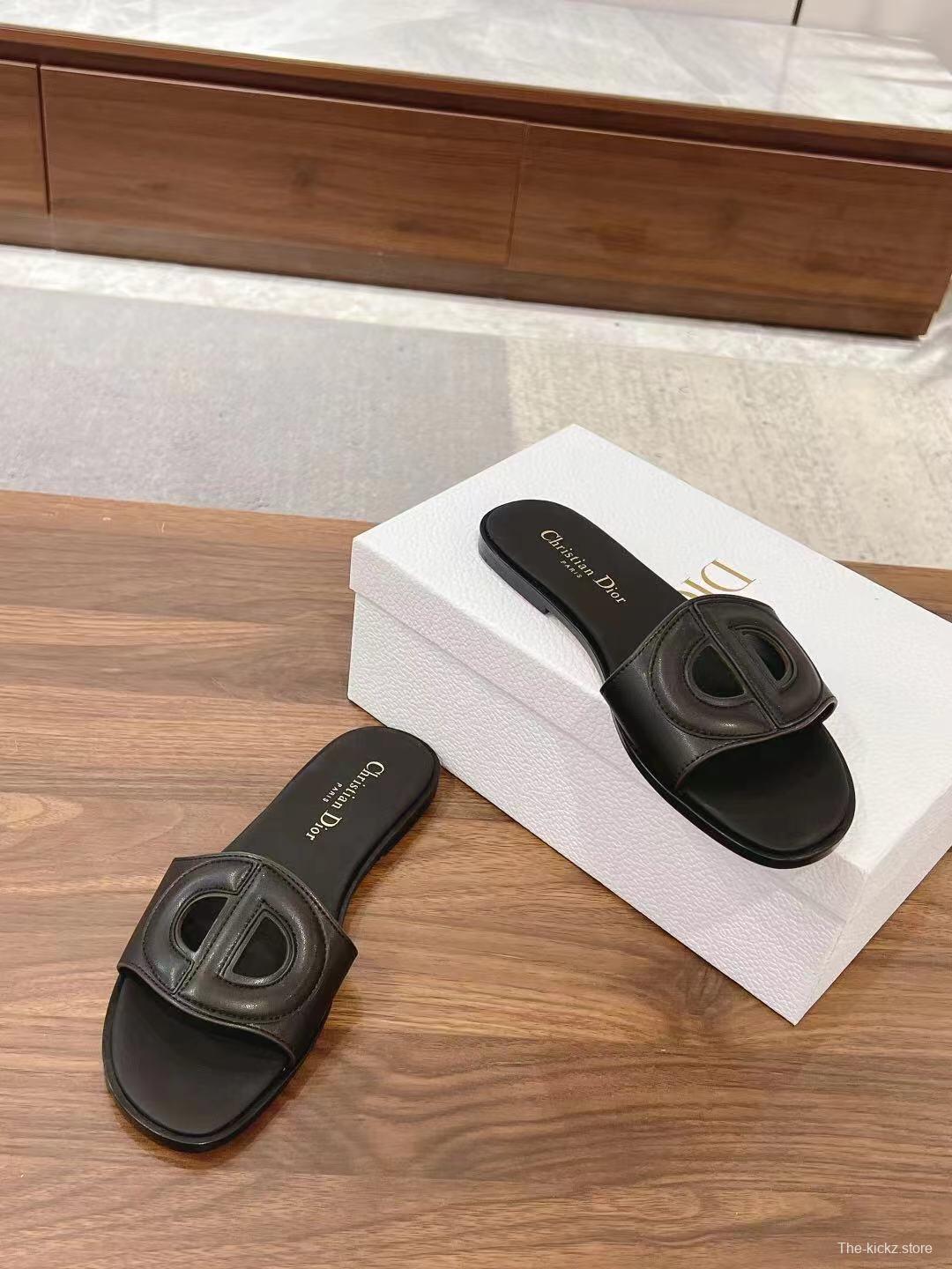 2025 Slippers Dior Black Leather Slippers LY00260