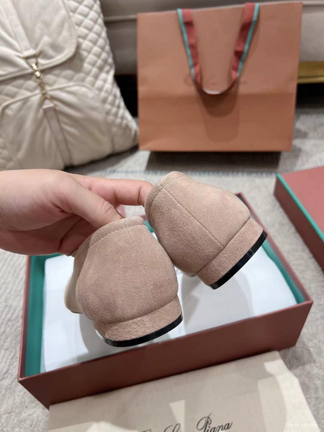 2025 Women Le Parmentier Pink Suede Ballet Flats